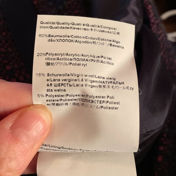 Hugo Boss Women's Burgundy Red and Navy Tweed Jacket-Size 6 - Picture 7 of 15